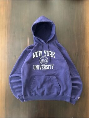 Champion Purple New York University Hoodie Sweatshirt